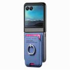 For Motorola Moto Razr 40 Ultra Twill Fabric Card Bag Ring Magnetic Back Phone Case(Blue) - 2