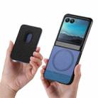 For Motorola Moto Razr 40 Ultra Twill Fabric Card Bag Ring Magnetic Back Phone Case(Blue) - 3