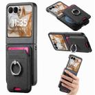 For Motorola Moto Razr 50 / 60 Twill Fabric Card Bag Ring Magnetic Back Phone Case(Black) - 1