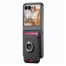 For Motorola Moto Razr 50 / 60 Twill Fabric Card Bag Ring Magnetic Back Phone Case(Black) - 2