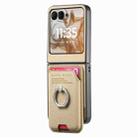 For Motorola Moto Razr 50 / 60 Twill Fabric Card Bag Ring Magnetic Back Phone Case(Khaki) - 2