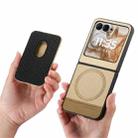 For Motorola Moto Razr 50 / 60 Twill Fabric Card Bag Ring Magnetic Back Phone Case(Khaki) - 3