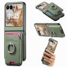 For Motorola Moto Razr 50 / 60 Twill Fabric Card Bag Ring Magnetic Back Phone Case(Green) - 1