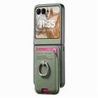 For Motorola Moto Razr 50 / 60 Twill Fabric Card Bag Ring Magnetic Back Phone Case(Green) - 2