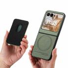 For Motorola Moto Razr 50 / 60 Twill Fabric Card Bag Ring Magnetic Back Phone Case(Green) - 3