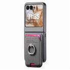 For Motorola Moto Razr 50 / 60 Twill Fabric Card Bag Ring Magnetic Back Phone Case(Gray) - 2