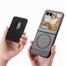 For Motorola Moto Razr 50 / 60 Twill Fabric Card Bag Ring Magnetic Back Phone Case(Gray) - 3