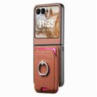 For Motorola Moto Razr 50 / 60 Twill Fabric Card Bag Ring Magnetic Back Phone Case(Brown) - 2