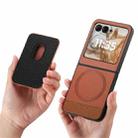 For Motorola Moto Razr 50 / 60 Twill Fabric Card Bag Ring Magnetic Back Phone Case(Brown) - 3