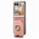 For Motorola Moto Razr 50 / 60 Twill Fabric Card Bag Ring Magnetic Back Phone Case(Pink) - 2