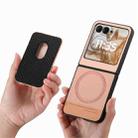 For Motorola Moto Razr 50 / 60 Twill Fabric Card Bag Ring Magnetic Back Phone Case(Pink) - 3