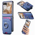 For Motorola Moto Razr 50 / 60 Twill Fabric Card Bag Ring Magnetic Back Phone Case(Blue) - 1