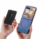 For Motorola Moto Razr 50 / 60 Twill Fabric Card Bag Ring Magnetic Back Phone Case(Blue) - 3