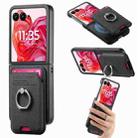 For Motorola Moto Razr 50 Ultra Twill Fabric Card Bag Ring Magnetic Back Phone Case(Black) - 1