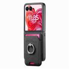 For Motorola Moto Razr 50 Ultra Twill Fabric Card Bag Ring Magnetic Back Phone Case(Black) - 2