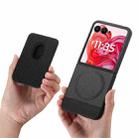 For Motorola Moto Razr 50 Ultra Twill Fabric Card Bag Ring Magnetic Back Phone Case(Black) - 3