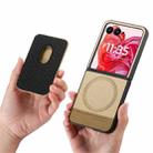 For Motorola Moto Razr 50 Ultra Twill Fabric Card Bag Ring Magnetic Back Phone Case(Khaki) - 3