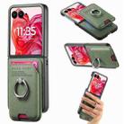 For Motorola Moto Razr 50 Ultra Twill Fabric Card Bag Ring Magnetic Back Phone Case(Green) - 1