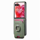 For Motorola Moto Razr 50 Ultra Twill Fabric Card Bag Ring Magnetic Back Phone Case(Green) - 2