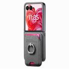 For Motorola Moto Razr 50 Ultra Twill Fabric Card Bag Ring Magnetic Back Phone Case(Gray) - 2