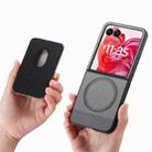 For Motorola Moto Razr 50 Ultra Twill Fabric Card Bag Ring Magnetic Back Phone Case(Gray) - 3
