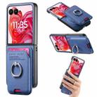 For Motorola Moto Razr 50 Ultra Twill Fabric Card Bag Ring Magnetic Back Phone Case(Blue) - 1