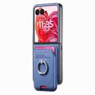 For Motorola Moto Razr 50 Ultra Twill Fabric Card Bag Ring Magnetic Back Phone Case(Blue) - 2