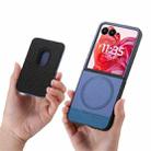 For Motorola Moto Razr 50 Ultra Twill Fabric Card Bag Ring Magnetic Back Phone Case(Blue) - 3