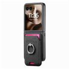 For Motorola Moto Razr 60 Ultra Twill Fabric Card Bag Ring Magnetic Back Phone Case(Black) - 2