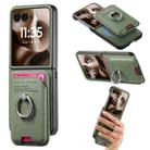For Motorola Moto Razr 60 Ultra Twill Fabric Card Bag Ring Magnetic Back Phone Case(Green) - 1
