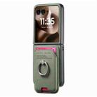 For Motorola Moto Razr 60 Ultra Twill Fabric Card Bag Ring Magnetic Back Phone Case(Green) - 2