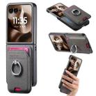 For Motorola Moto Razr 60 Ultra Twill Fabric Card Bag Ring Magnetic Back Phone Case(Gray) - 1