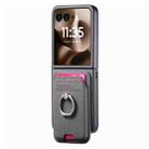 For Motorola Moto Razr 60 Ultra Twill Fabric Card Bag Ring Magnetic Back Phone Case(Gray) - 2