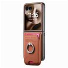 For Motorola Moto Razr 60 Ultra Twill Fabric Card Bag Ring Magnetic Back Phone Case(Brown) - 2