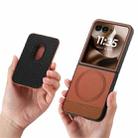 For Motorola Moto Razr 60 Ultra Twill Fabric Card Bag Ring Magnetic Back Phone Case(Brown) - 3