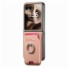 For Motorola Moto Razr 60 Ultra Twill Fabric Card Bag Ring Magnetic Back Phone Case(Pink) - 2