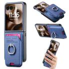 For Motorola Moto Razr 60 Ultra Twill Fabric Card Bag Ring Magnetic Back Phone Case(Blue) - 1