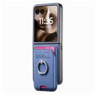 For Motorola Moto Razr 60 Ultra Twill Fabric Card Bag Ring Magnetic Back Phone Case(Blue) - 2