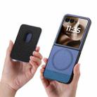 For Motorola Moto Razr 60 Ultra Twill Fabric Card Bag Ring Magnetic Back Phone Case(Blue) - 3