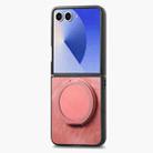 For Samsung Galaxy Z Flip7 5G Retro Leather Rotation Round Holder Phone Case(Pink) - 2