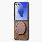 For Samsung Galaxy Z Flip7 5G Retro Leather Rotation Round Holder Phone Case(Brown) - 2