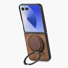 For Samsung Galaxy Z Flip7 5G Retro Leather Rotation Round Holder Phone Case(Brown) - 3