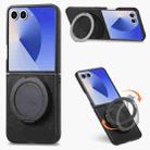 For Samsung Galaxy Z Flip7 5G Retro Leather Rotation Round Holder Phone Case(Black) - 1