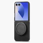 For Samsung Galaxy Z Flip7 5G Retro Leather Rotation Round Holder Phone Case(Black) - 2
