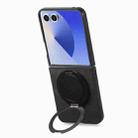 For Samsung Galaxy Z Flip7 5G Retro Leather Rotation Round Holder Phone Case(Black) - 3