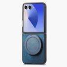 For Samsung Galaxy Z Flip7 5G Retro Leather Rotation Round Holder Phone Case(Blue) - 2