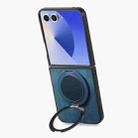 For Samsung Galaxy Z Flip7 5G Retro Leather Rotation Round Holder Phone Case(Blue) - 3