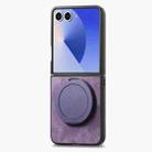 For Samsung Galaxy Z Flip7 5G Retro Leather Rotation Round Holder Phone Case(Purple) - 2