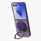 For Samsung Galaxy Z Flip7 5G Retro Leather Rotation Round Holder Phone Case(Purple) - 3