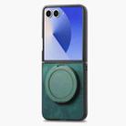 For Samsung Galaxy Z Flip7 5G Retro Leather Rotation Round Holder Phone Case(Green) - 2